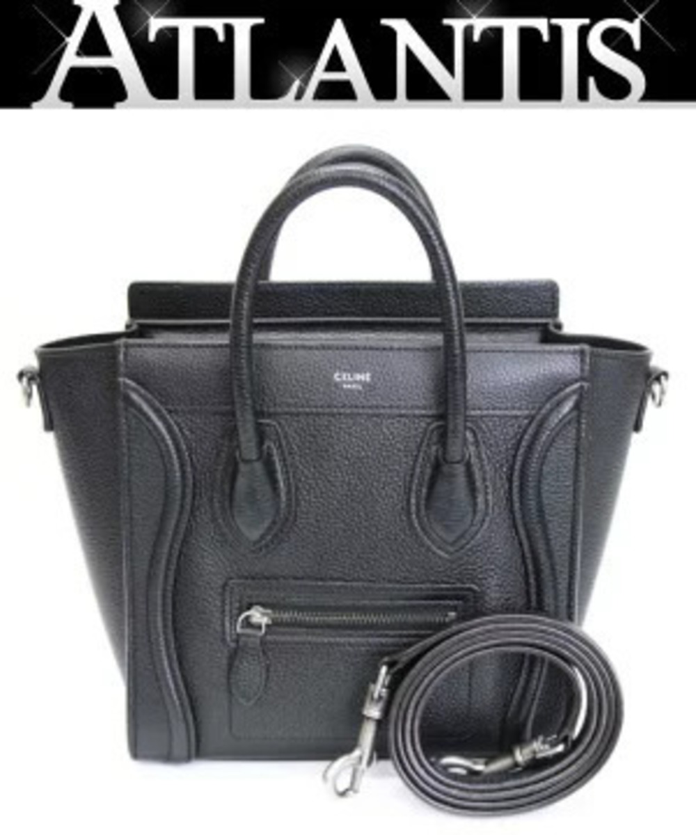 Celine Luggage Tote Shopper Bag Leather Black